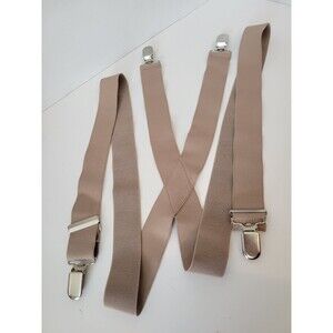 Men's Unbranded Beige Adjustable Elastic Clip-On Suspenders